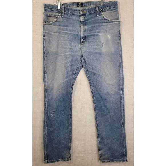 Vtg Wrangler 47MWZ Cowboy Cut Mens 38x36 Regular Fit Jeans Western Distressed