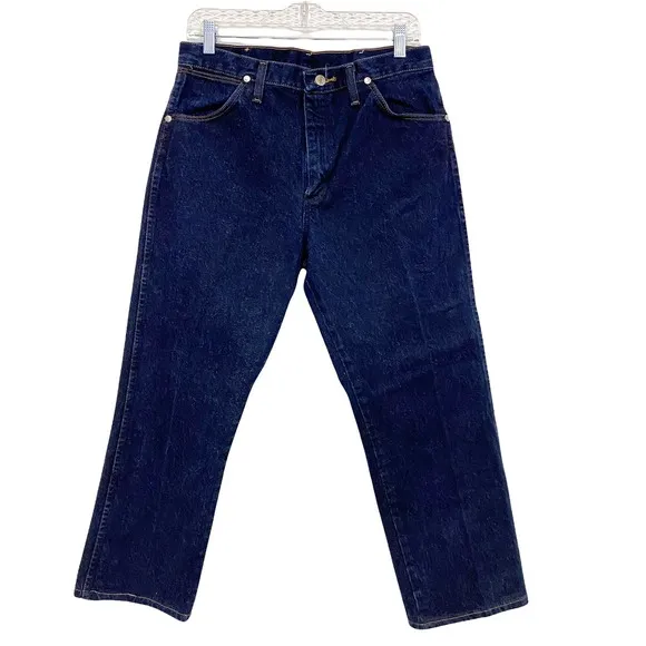 Vintage Wrangler Mens Size 32 x 30 Dark Blue Silver Ed. Straight Leg Jeans
