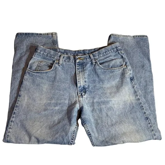 Wrangler Mens Blue Jeans 100% cotton light wash 36x32 100% cotton