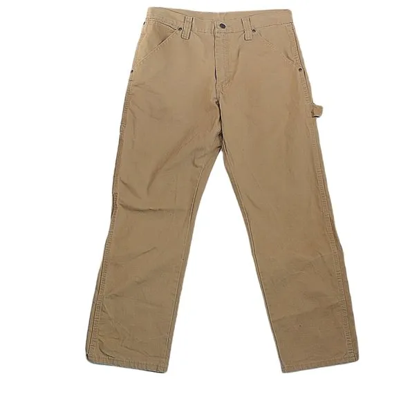 Vintage Wrangler Carpenter Pants Tan Canvas Duck Straight Leg Utility Work Jeans