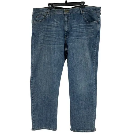 Wrangler Mens 44x30 Jeans with Comfort Flex Waistband Blue Denim Relaxed 2186