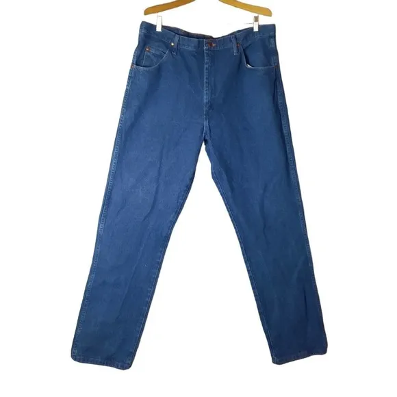 𝅺Wrangler Mens 39 X 36 Jeans 3A Relaxed Taper Leg 31MWZ High Rise Dark Blue