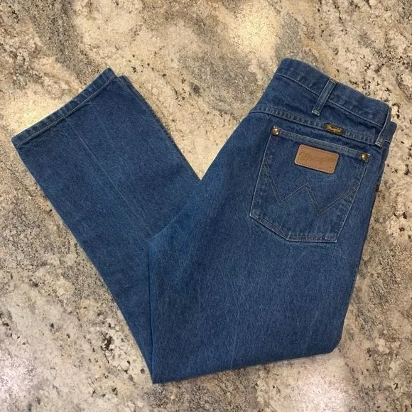 Men’s Vintage Wrangler 13MWZ 36x30 Dark Wash Jeans