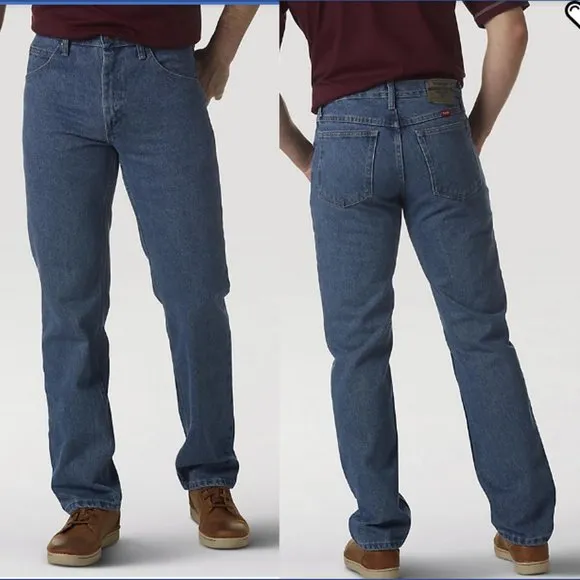 Wrangler Men's Classic Premium Quality Regular Fit Washed Denim Jeans Size 35X30