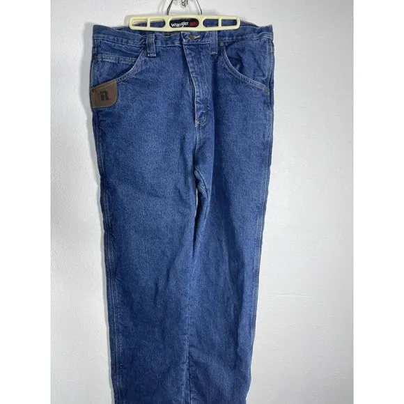 Wrangler Riggs Insulated Jeans Mens 36x34 Flannel Lined Dark Blue Denim Workwear
