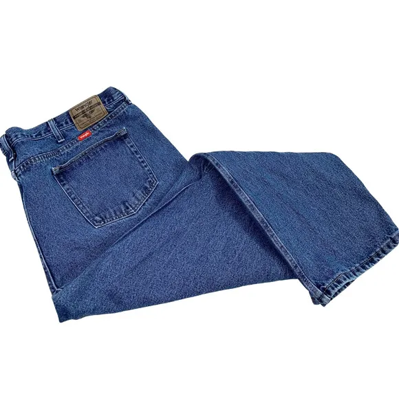 Wrangler Mens Jeans 48x31 Straight Leg Medium Wash Denim