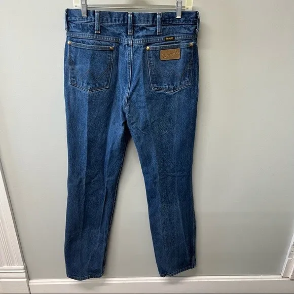 Wrangler jeans Co denim jean mens 34x34 0936DEN cowboy cut slim fit rigid.