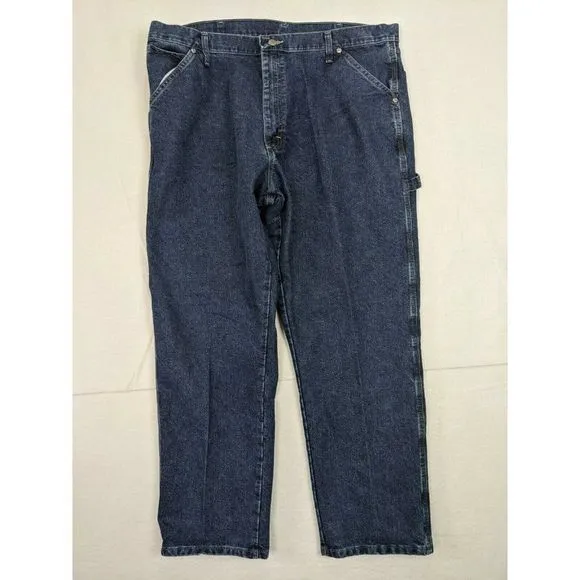 Wrangler Mens Carpenter Jeans Sz 40x30 Cotton Blend Blue