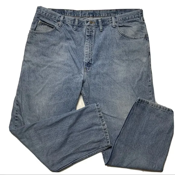 Vintage Wrangler Blue Jeans Size 44X32 100% Cotton Denim High Rise Straight Leg