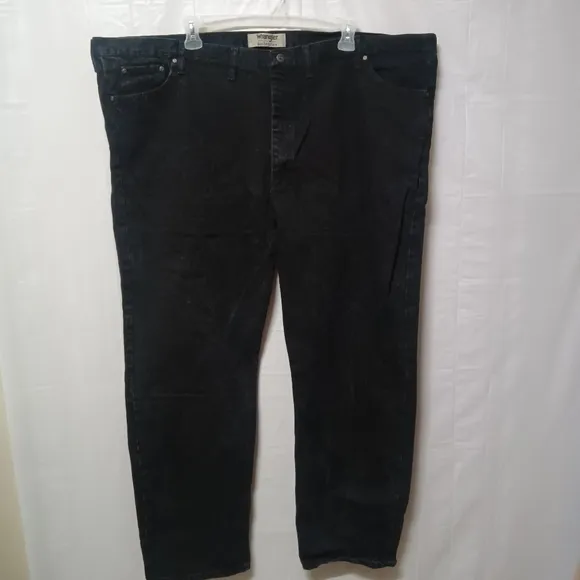 𝅺WRANGLER Authentic Jeans Solid Black Pockets Cotton Size 54x32