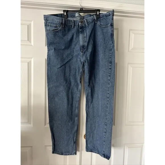 Wrangler Mens Denim Jeans Actual 46X32 Pockets Workwear Blue Casual