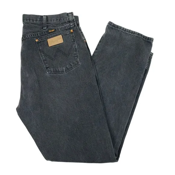 Wrangler 13MWZWK Gray Men's Denim Jeans Size 38x36 Cowboy Cut Leather Patch