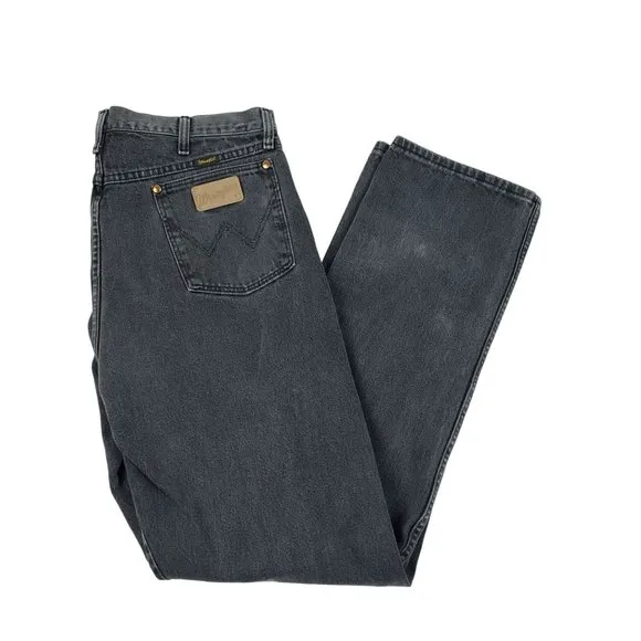 Wrangler 13MWZWK Gray Men's Denim Jeans Size 38x36 Cowboy Cut Leather Patch