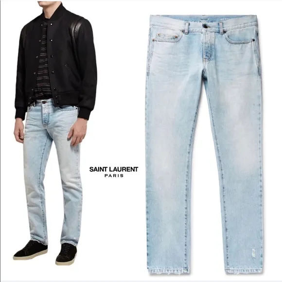 SAINT LAURENT - denim blue jeans light wash, 31