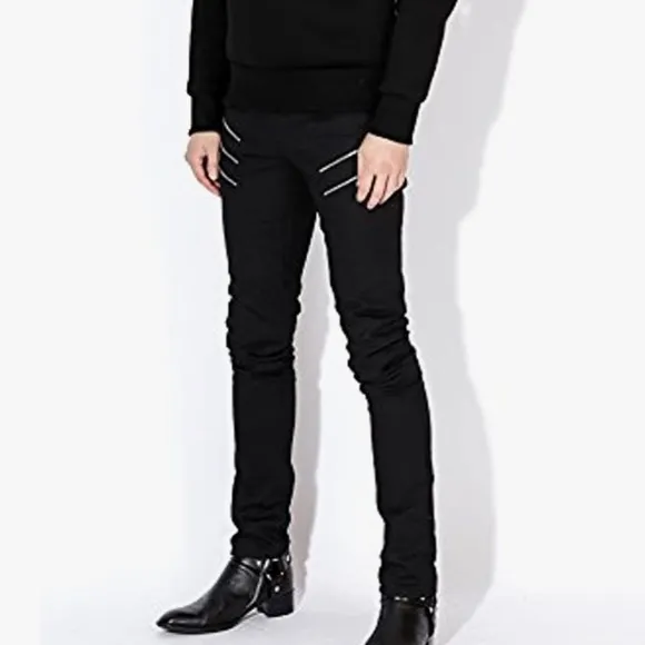 Saint Laurent zipper black skinny jeans sz 29