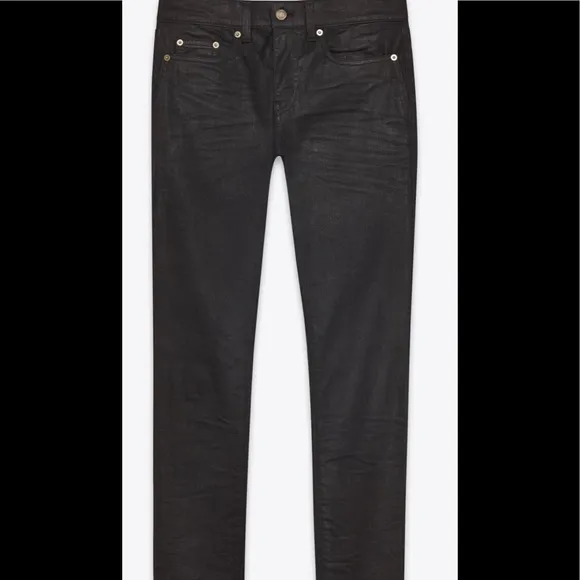 SAINT LAURENT MENS SKINNY-FIT JEANS IN COATED BLACK DENIM SZ 30
          
      NWT
