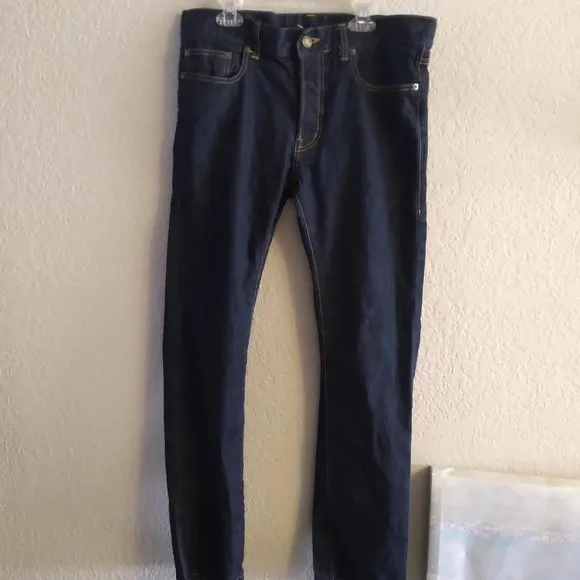 SAINT LAURENT D03 M/ST-LW Slim STRAIGHT DARK Denim Buttoned Jeans