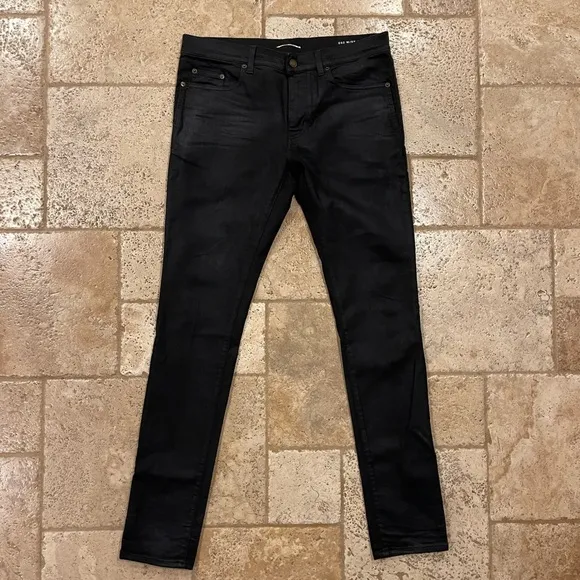 Saint Laurent Paris 2020 Black Wax Coated Denim