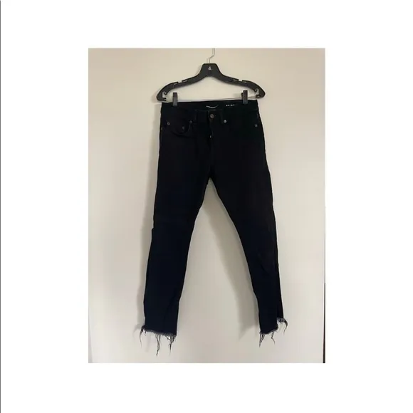 SAINT LAURENT PARIS Black Denim Jeans- frayed