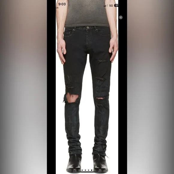 Brand New Saint Laurent FW16 oil stained skinny D02 denim sz 32