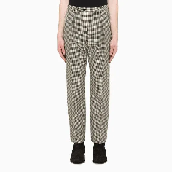 Saint Laurent Black/white checked pleated trousers
          
      NWT