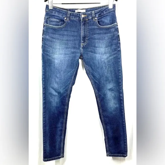 Zara Soft Denim Collection Mens Dark Wash Straight Leg Jeans 34 X 30