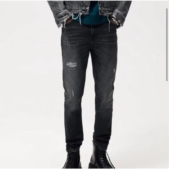 Zara Paint Splatter Ripped Jeans