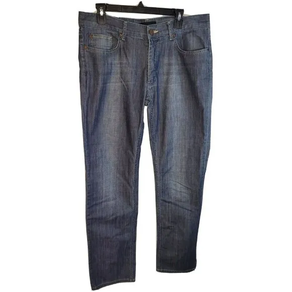 Zara Man Men's Jeans 34x34 Denim 100% Cotton Chambray Straight Leg Light Wash