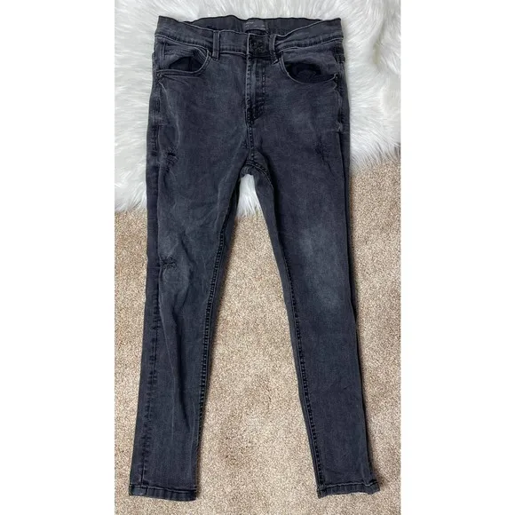 Zara Man Men's Size 31 Skinny Jeans Black Distressed Stretchy 4 Pocket