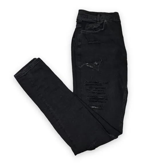 Zara Man Black Distressed Skinny Jeans