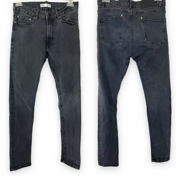 Zara Men Faded Black Stretch Skinny Slim Jean Size 31