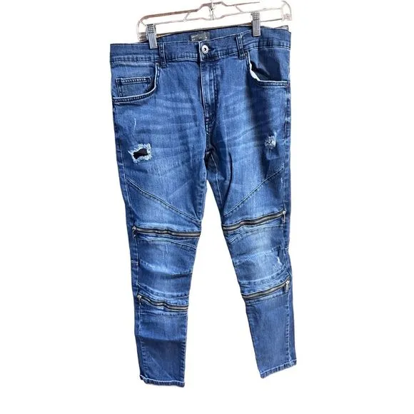 Zara Mens Distressed * Zipper Jeans Sz 36/30