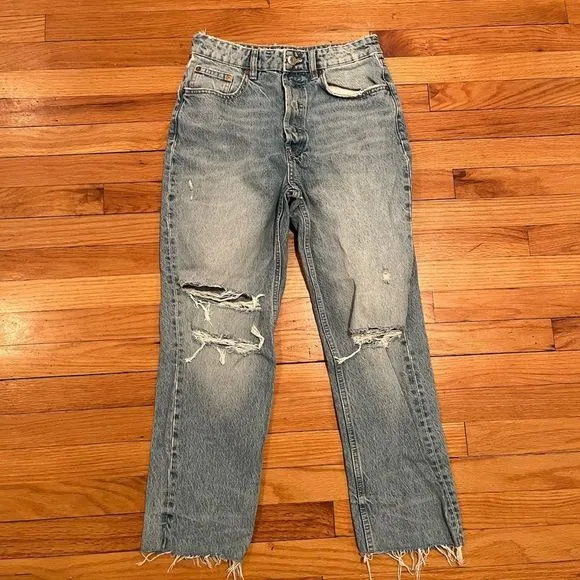 Zara mom jeans cropped high rise women’s size 6