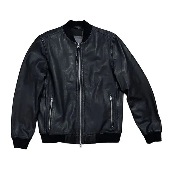 NWT AllSaints Nico Black Lambs Leather Bomber Jacket
          
      NWT