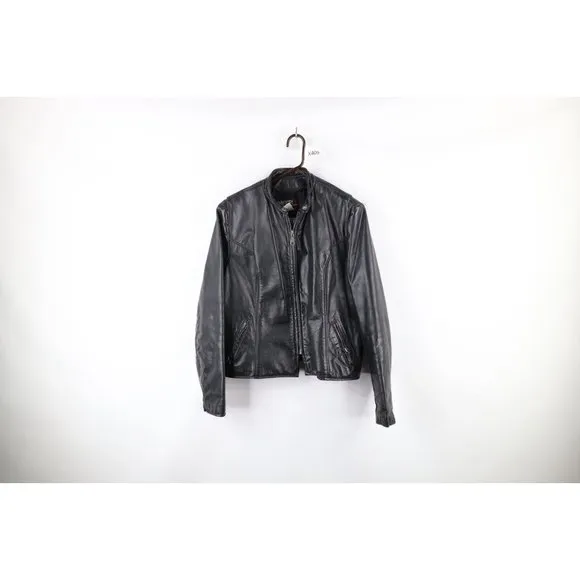 Vintage 70s Brooks Sportswear Leather 44 Distressed Cafe Racer Moto Jacket USA