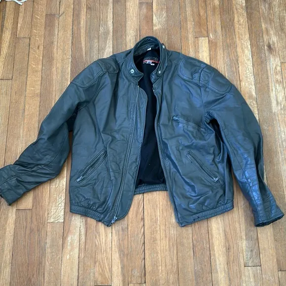 Grey authentic leather jacket