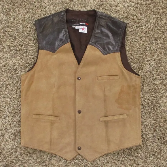 Brooks Vintage Leather Vest Men's 42 Brown Biker Motorcycle Moto Riding USA Made