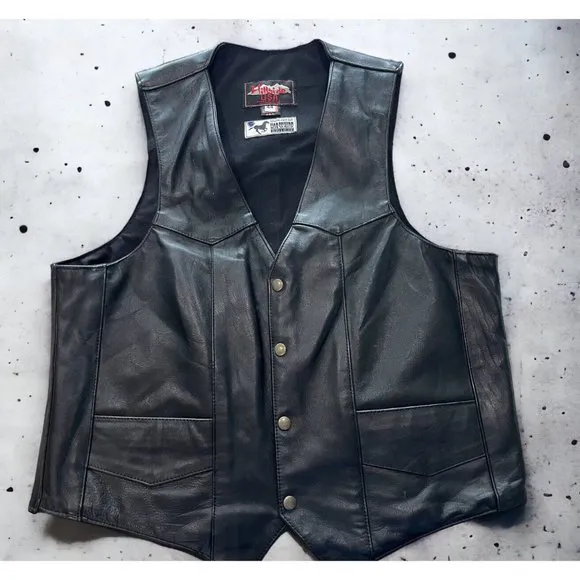 HILLSIDE LEATHER USA Horsehide Vest Men's Size 44 Made in USA EUC