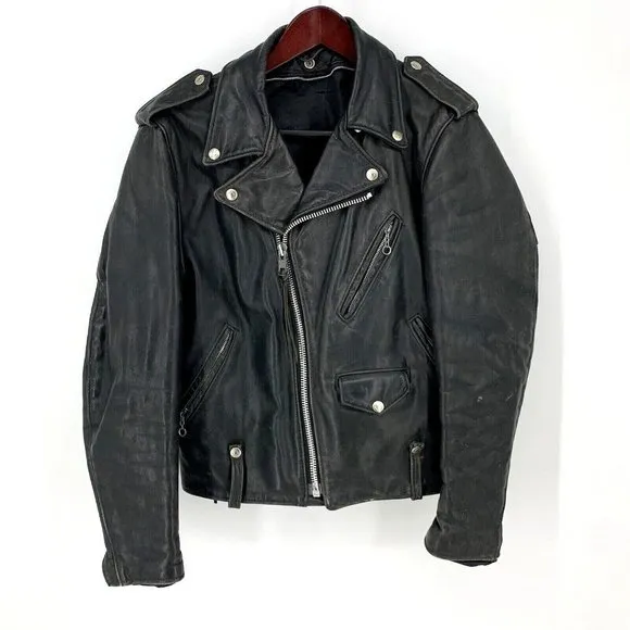 Vintage Schott NYC Perfecto Leather Moto Biker Jacket Size 38 Good Condition