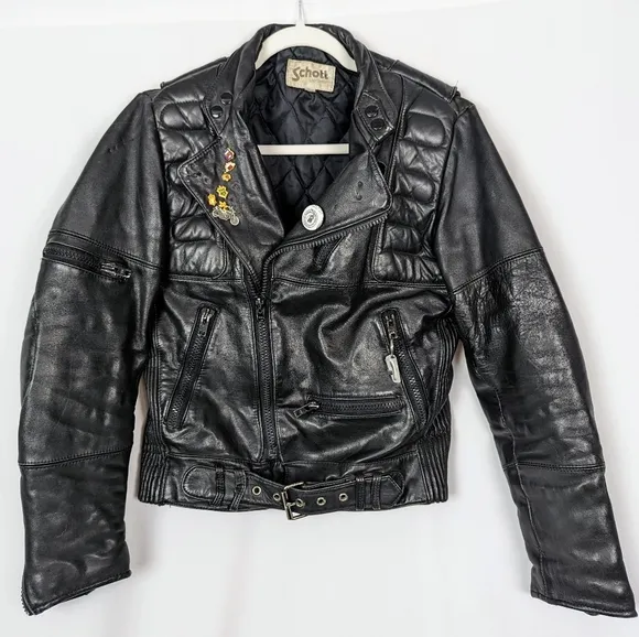 Vintage Schott Sportswear NYC Armored Leather Motorcycle Moto Jacket Men Size 36