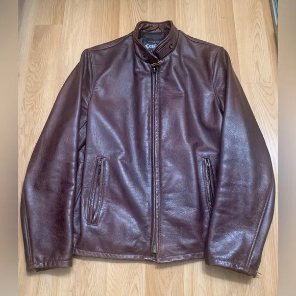 Schott NYC 654 Cafe Racer Leather Jacket size Medium