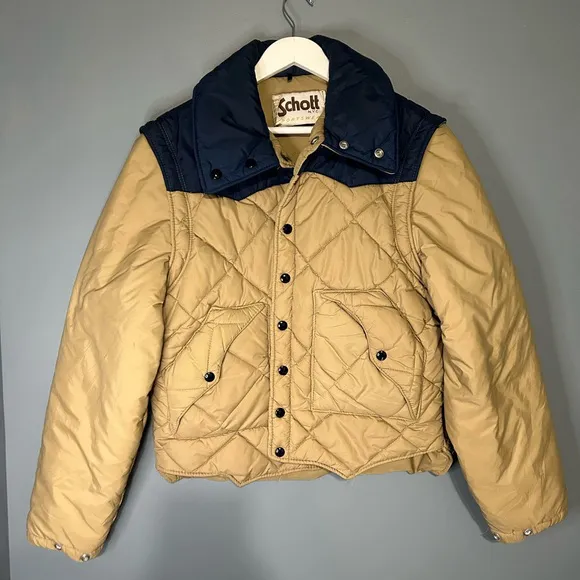 Schott NYC Puffer Jacket Interchangeable Vest, Removable Sleeves, 70s 80s, Men's