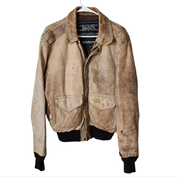 SCHOTT x VINTAGE Leather Flyers Jacket Flight Jacket 85 19-MS USA Made Size 42