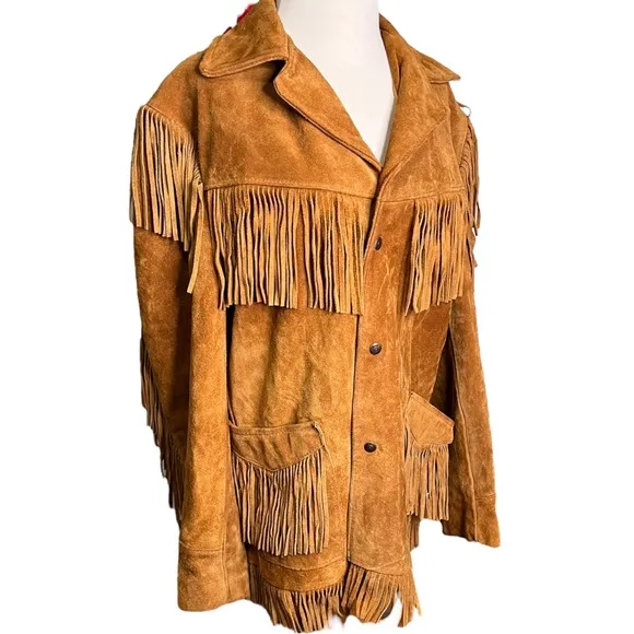 Vintage 70s Schott NYC Western Suede Fringe Jacket Size 42