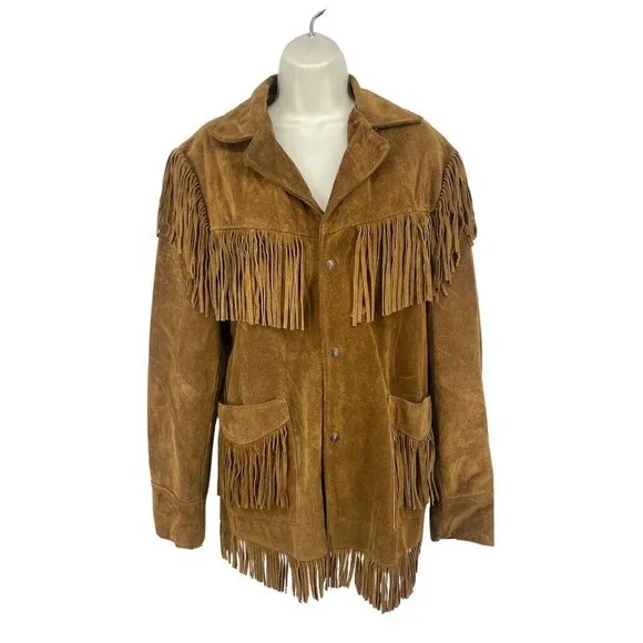 Schott NYC Mens Size 42 Vintage 70s Genuine Leather Fringe Jacket