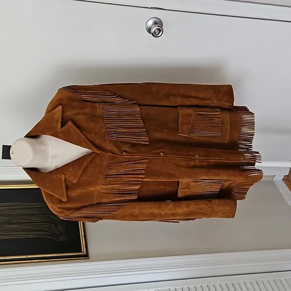 Vintage Schott Western NYC Suede Leather Fringe Jacket Size 40
