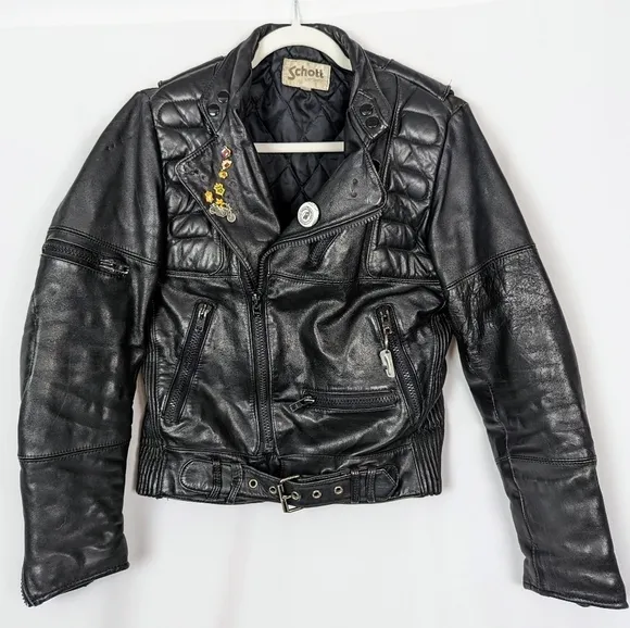 Vintage Schott Sportswear NYC Armored Leather Motorcycle Moto Jacket Men Size 36