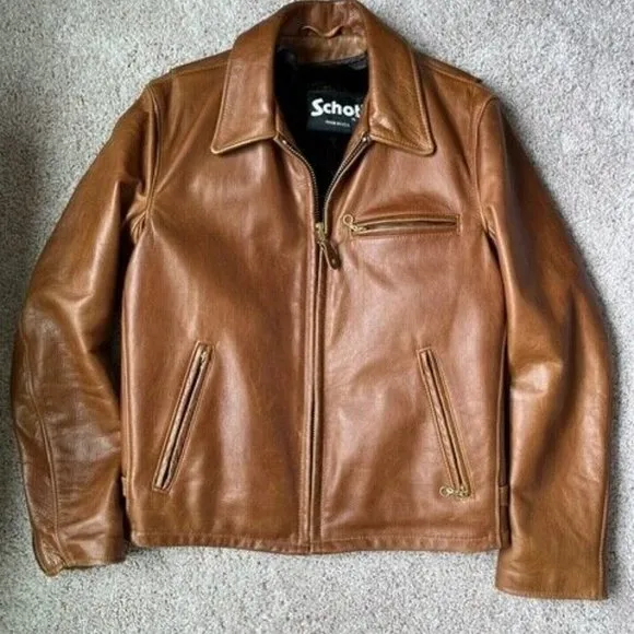 Schott Leather Motorcycle Jacket Size 38 Style 643