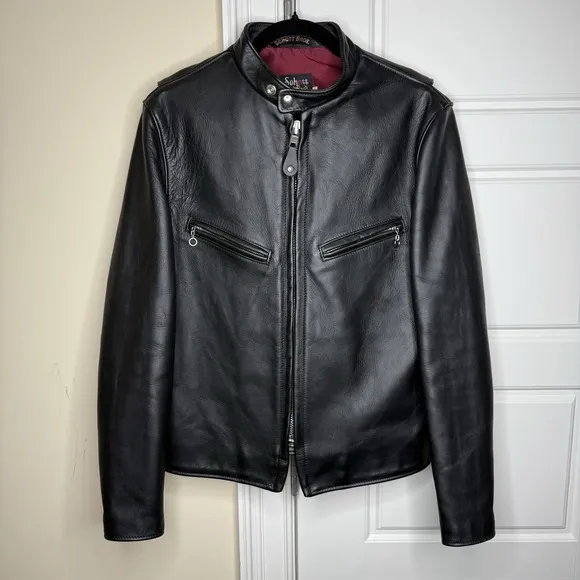 Men's Schott NYC Black 7009 641XX Leather Moto Jacket Japan Exclusive Size 38
