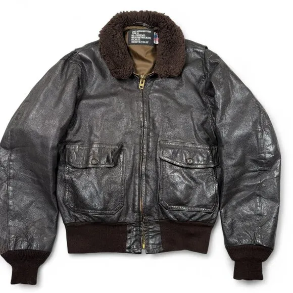 Schott G-1 Bomber Flight Jacket Leather Mens 42 Black Intermediate Flyers VTG